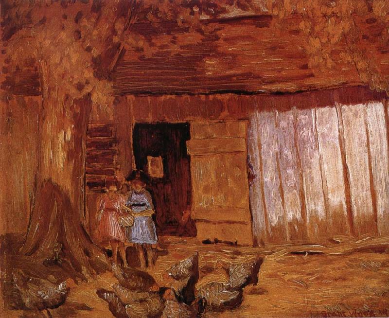 Thomas Eakins Feed grain to Chickens Spain oil painting art